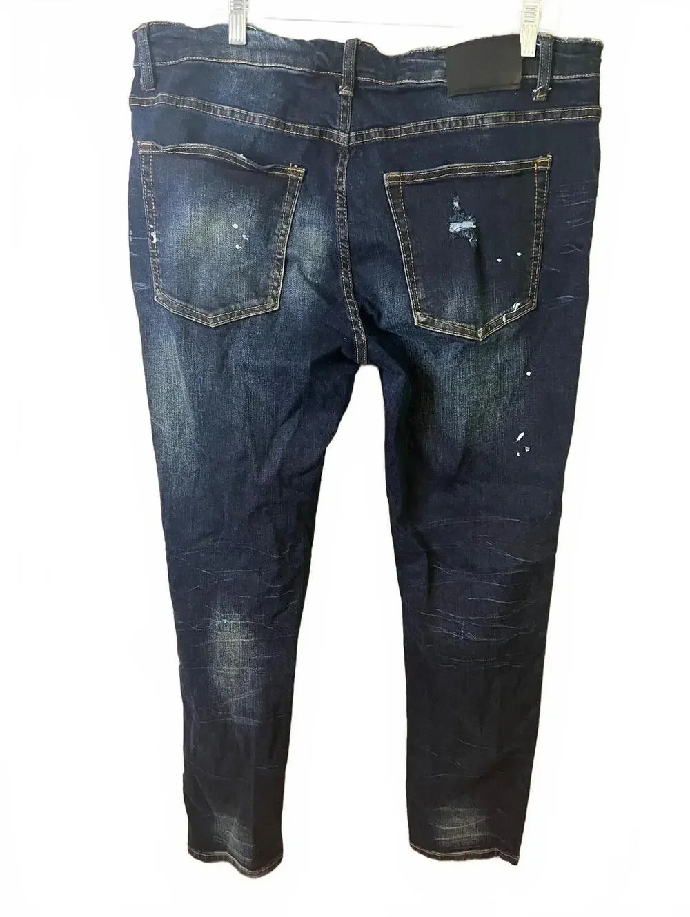 Valabasas Jeans Men's 40 Dark Wash Distressed Paint Splatter Skinny Button Fly